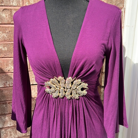 New Sky Purple Bell Sleeve Mini Dress Size S - Picture 7 of 10